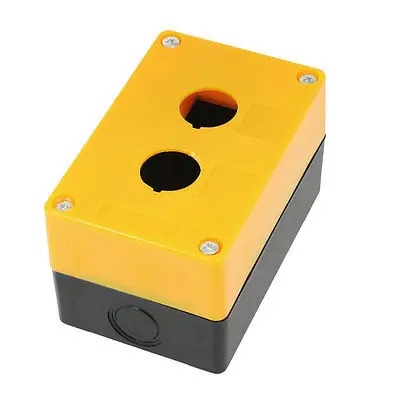 

22mm Dia. Two Push Button Switch Holder Control Box Case Yellow Black
