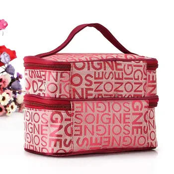 

Hot Selling Fashion Double Layer Letters Cosmetic Bag Makeup Tool Storage Bags Multifunctional Storage Package -B5