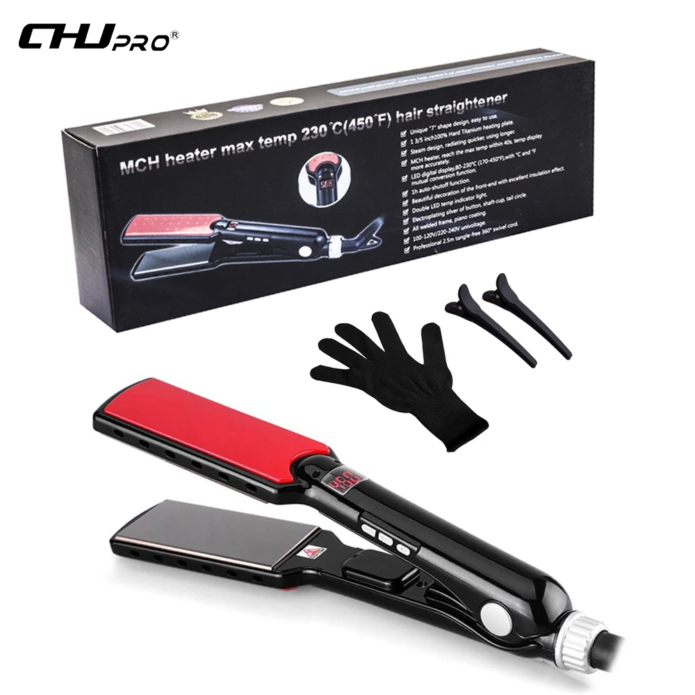 

MCH 450F High Temperature Wide Plates Straightening Irons Styling Tools Professional Titanium LCD Display Hair Straightener