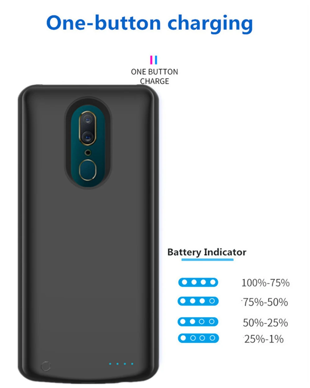 Kqjys-capa Portátil para Carregar Bateria Externa e Carregador de Bateria para Oppo A9x Capa para Carregar Bateria Externa Estojos p/ carregador de bateria 12 carregador de bateria para oppo a9x, capa para carregar bateria externa