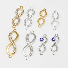 Цифровой 8 Серебряный/Золотой символ бесконечности металлический Шарм соединитель аксессуары браслет ожерелье ювелирные изделия DIY производство