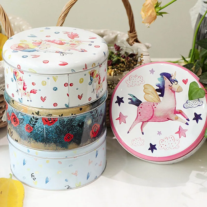 

2019 Unicorn Colorful mini tin box sealed jar packing candy box small storage boxes gift Accessory