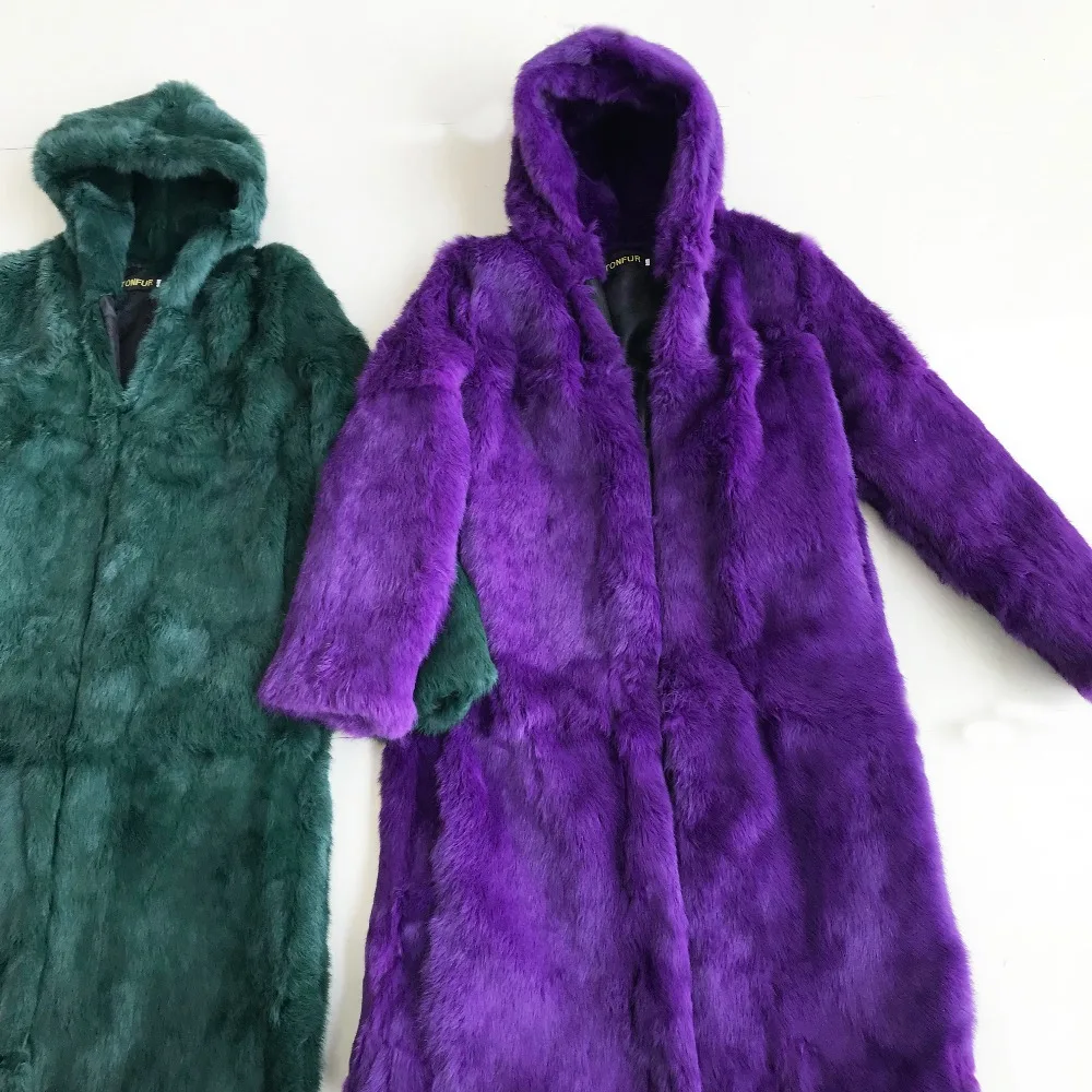 X длинное плотное теплое пальто большого размера с натуральным кроличьим мехом, Прямая с фабрики, с капюшоном, для женщин, новинка зимы, большие размеры, на заказ, мех ksr455