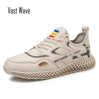 

VastWave New Mesh Fabric Reflective Tag Men's Casual Shoes Summer Autumn Breathable Lightweight Soft Sneakers Flats Male Shoes