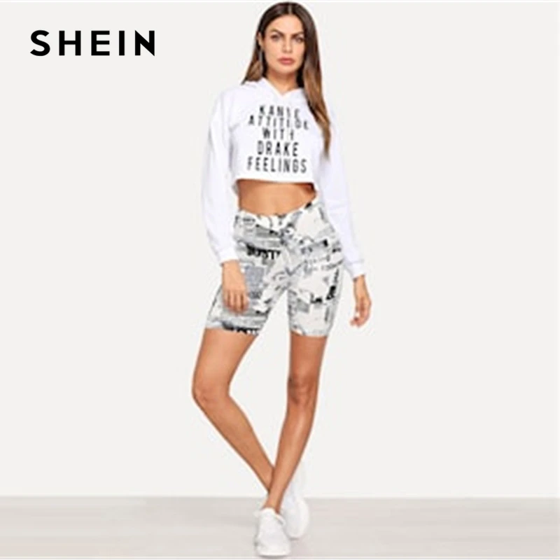 SHEIN Облегающие Спортивные Шорты Велосипедки Летние С Графическим