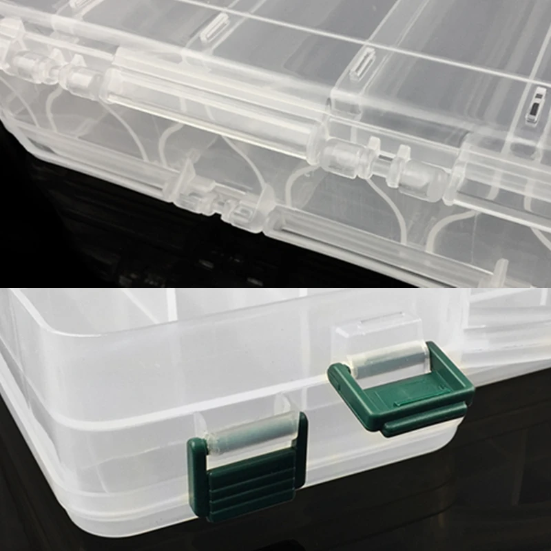Isca de Pesca Caixa de Pesca Caixa de Armazenamento 29.5x19x6 Centímetros Durável Compartimentos Móveis Ganchos Isca Combater Dupla Face 10 Cheap Caixa p equipamento de pesca