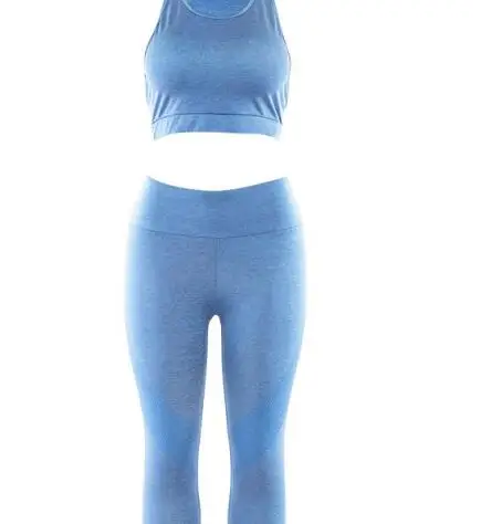 Yoga спортивные лосины yoga комплект одежды сексуальные бедра yoga Топ для занятий йогой тренажерный зал Бег леггинсы, женские брюки Штаны Женский фитнес комплект одежды - Цвет: Синий