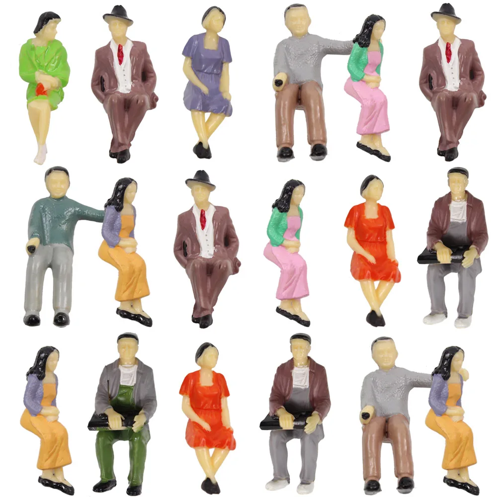 

18pcs Model Trains All Seated Figures 1:30 Painted Figures G scale Seated Person Model Scenery P30S