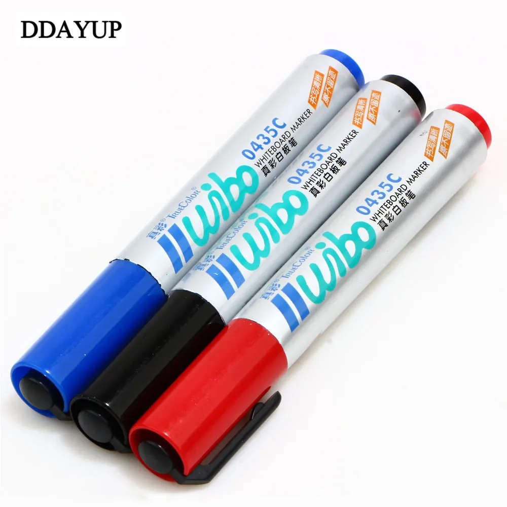 3Pcs High Capacity Whiteboard Writing Mark Pen Red Blue Black