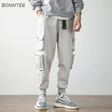 Мужские брюки полной длины, простые, одноцветные, подходят ко всему, с карманами, для отдыха, на каждый день, корейский стиль, брюки-карго, мужские, s Ulzzang, мягкие, хип-хоп брюки