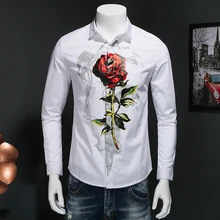 2017 frühjahr herren freizeitmode business langarmshirts herren Blume farbe langarm-shirt Größe M-5XL Freies verschiffen