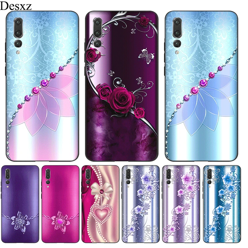 Чехол для телефона Desxz для huawei P30 P20 P9 P10 P8 Lite Pro P, умный чехол, Кристальные стразы, Цветочный корпус из ТПУ