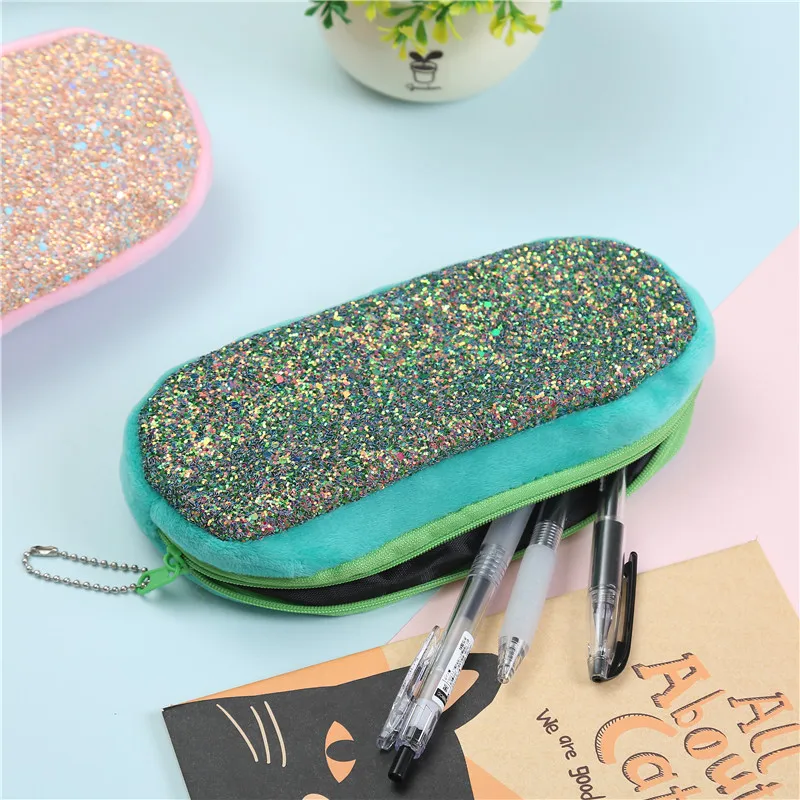 

Bling Sequins Women Cosmetic Bag Glitter Zipper Cotton Makeup Pouch Fashion Handbag Pencil Box Student Writing Case Girls Gifts