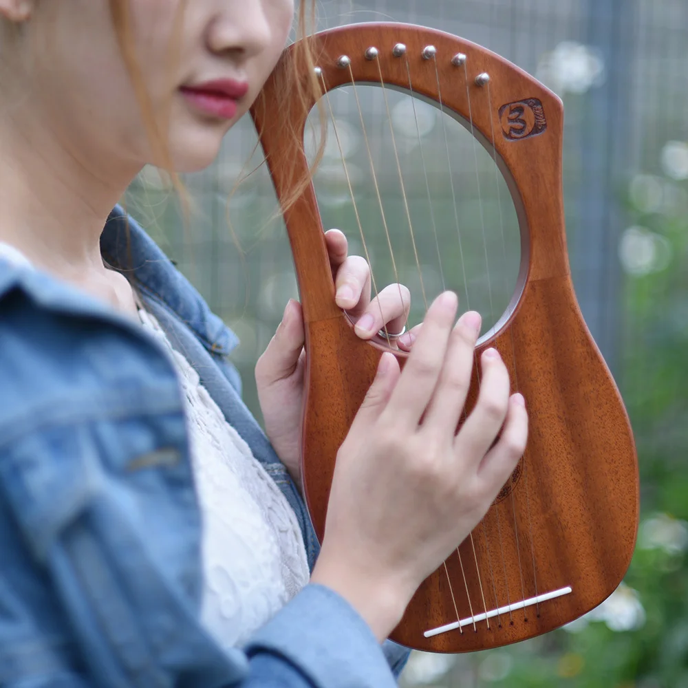 7-String деревянные Lyre harp металлические струны из цельной березовой древесины струнный инструмент с сумкой для переноски