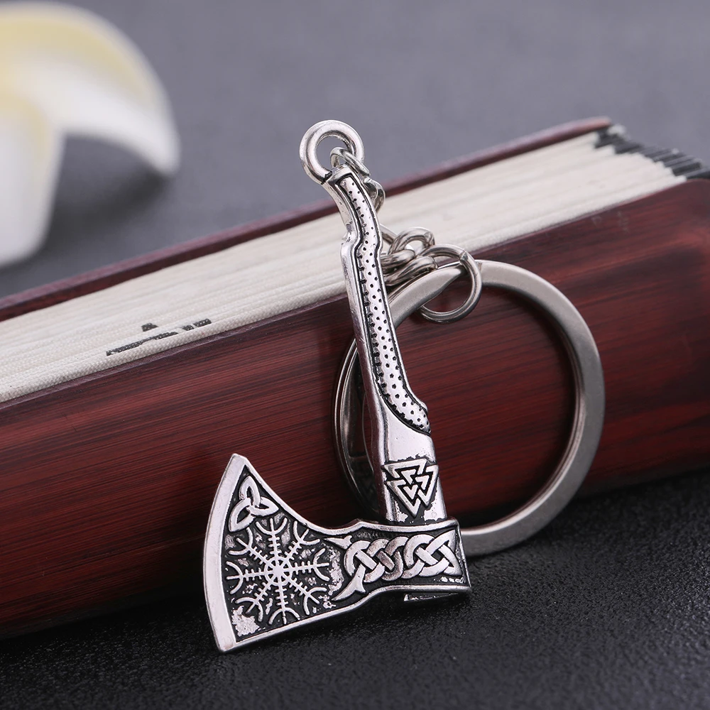 Skyrim 3d slawische Perun Axt Anhänger Schlüssel anhänger Thor Hammer Charm Odins Symbol des nordischen Valknut Irish Knot Herren Schlüssel bund