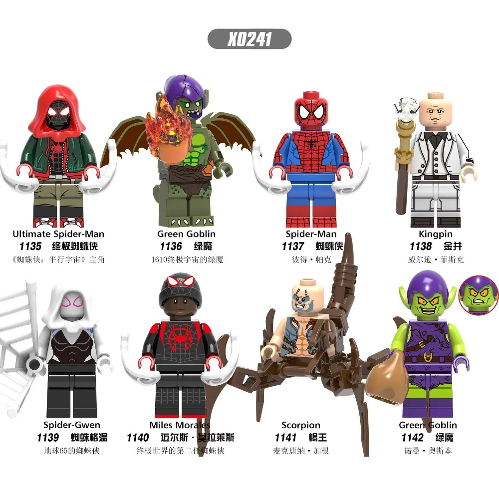 

X0241 AvengersING Parallel universe compatible LegoINGlys Ultimate Spiderman Green Devil King Collection child Building module t