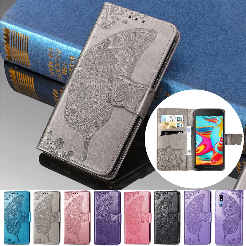 Чехол для Samsung A20 Core С Рисунком бабочки кожаный чехол Galaxy A20E A10 A30 A40 A50 A60 A70 A80 A90
