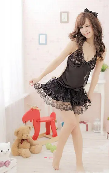 Black Lace Princess Dress font b Sex b font Lingerie Women Sexy Lace Lingerie Underwear Sleepwear