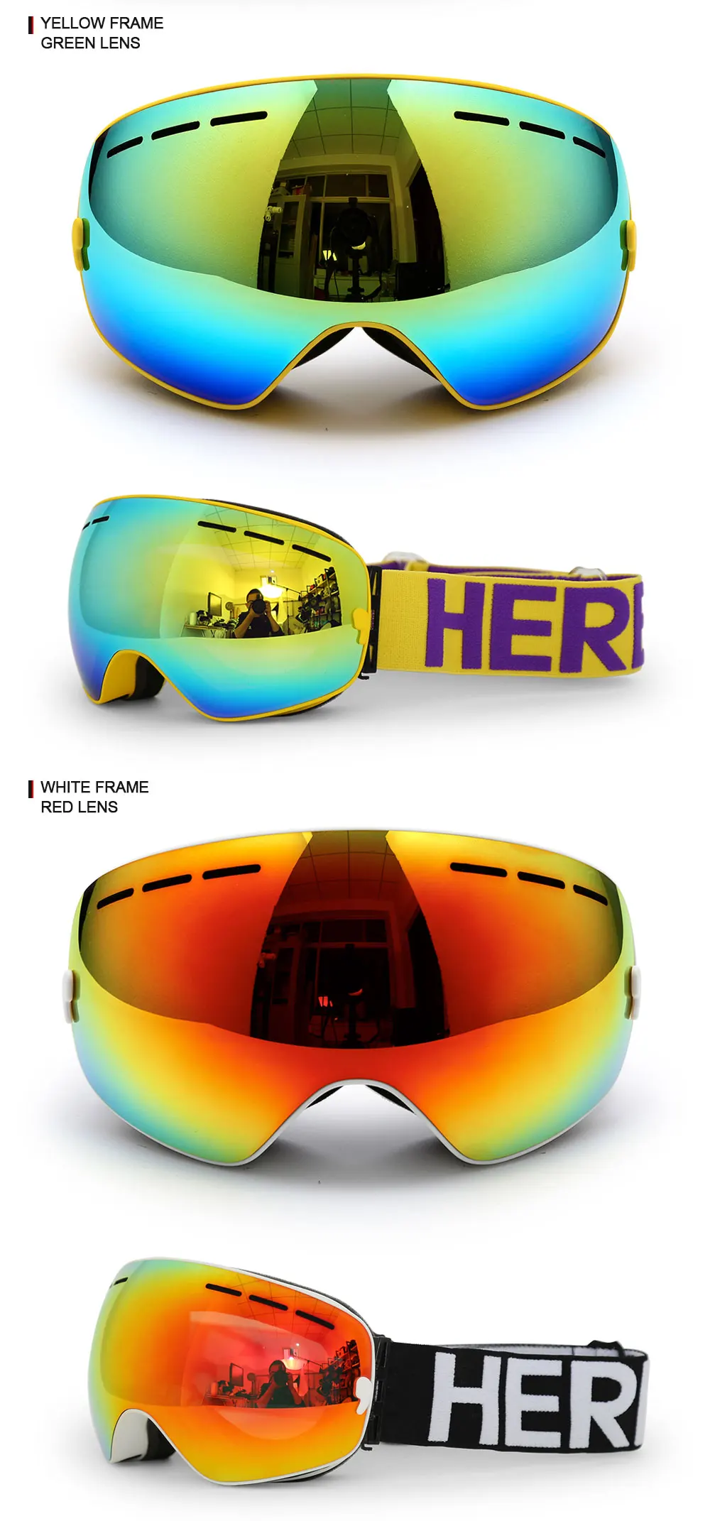 Новинка, лыжные очки HERBA, двойные линзы, UV400, анти-туман, для взрослых, сноуборд, Лыжный спорт, очки для женщин, мужчин, снежные очки