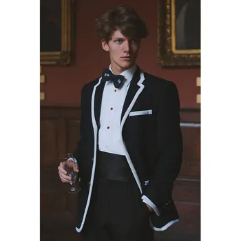 

2018 Latest Coat Pant Design Black Men Suit Slim Fit 2 Piece Tuxedo Custom Groom Blazer Prom Wedding mens Suits Terno Masculino