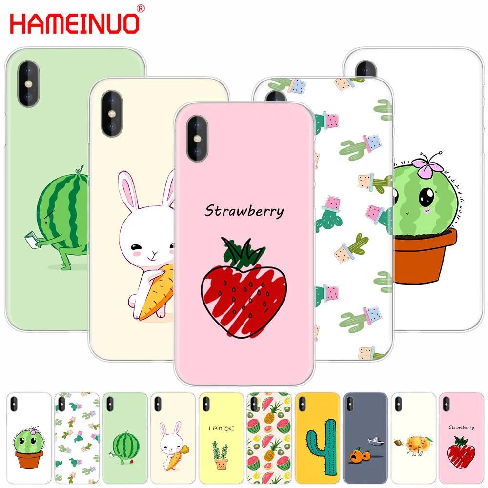 HAMEINUO футболка с забавным мультипликационным принтом фрукты кактус клубника
