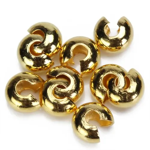 

UESH- 100Pcs Gold Tone Crimp Beads Covers Jewelry Findings