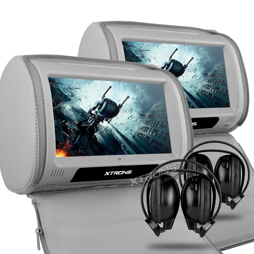 Cheap 2x9" Car Headrest Monitor DVD Cover With Zipper Rear Seat Touch Screen Support 32 Bits Games Pillow Built-in IR FM USB SD Video 3