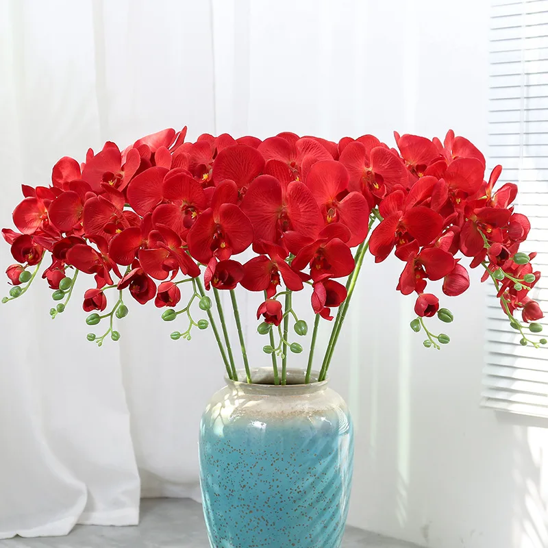 

9Heads Artificial Flowers Real Touch Artificial Moth Orchid Butterfly Orchid for New House Home Wedding Festival Decoration
