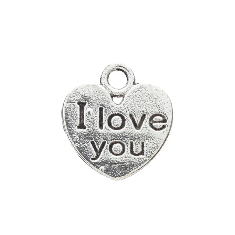 

40pc/lot Alloy Care Pendant Jewelry Accessories I Love You Bring Love Blessing 12mm x 11mm Pendant
