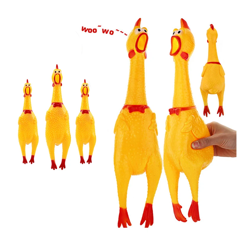

New Fashion Dog Squeak Toys Yellow Screaming Rubber Chicken for Pet Dog Cat Toys Kid Toy S M L