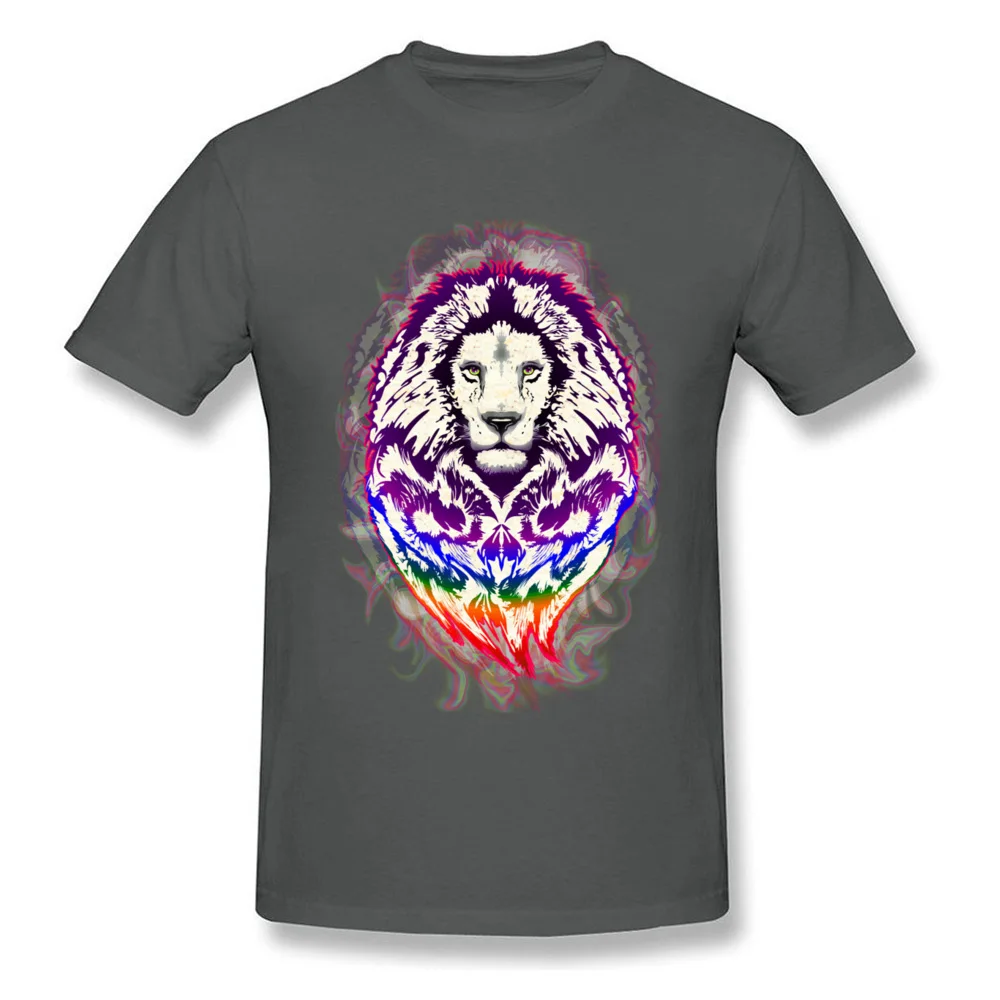 Crazy Top T-shirts Plain Crewneck Lion Psychedelic Pop Art 100% Cotton Fabric Man Tops Shirt Group Short Sleeve Tee-Shirts Lion Psychedelic Pop Art carbon