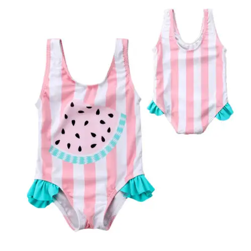 

2018 New Striped Baby Girls Swimwear Summer Baby Girls Swimsuit One Piece Swimsuit Beach Bathing Suit Sweet Watemelon Printedr