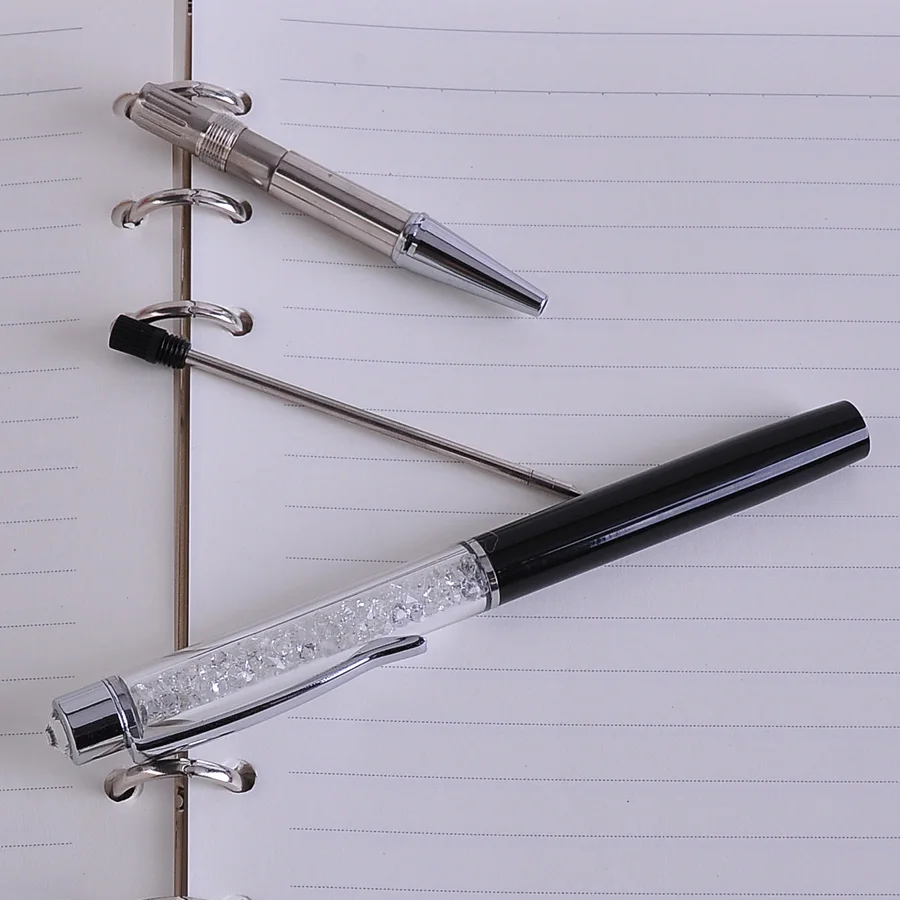 1 шт роскошная черная и белая кристальная металлическая шариковая ручка с бриллиантом Kawaii Caneta ручки для письма Рождественский подарок