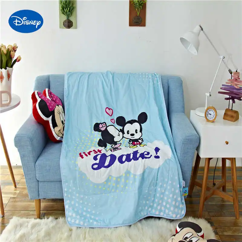 

Blue Polka Dot Kiss Mickey and Minnie Print Summer Quilts Comforters 100% cotton Bedding 120*150cm Childrens Baby Crib Girls Cot