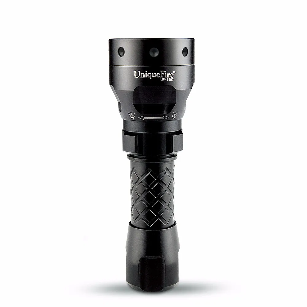 UniqueFire 1407 Mini XML T6 LED  Flashlight Torch 1200LM 5 Modes Adjustable Focus CREE XML Lamp Torch For 1x18650 Battery(Black)10