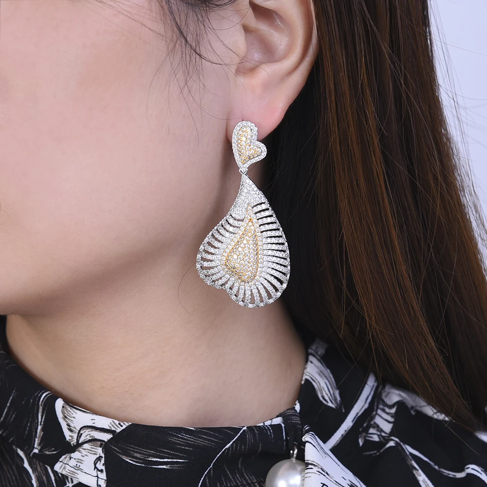 

missvikki Handmade Earrings Noble High-grade Elegant Full Crystal Earrings Triangle Gold Silver Earings Wedding Party Earring