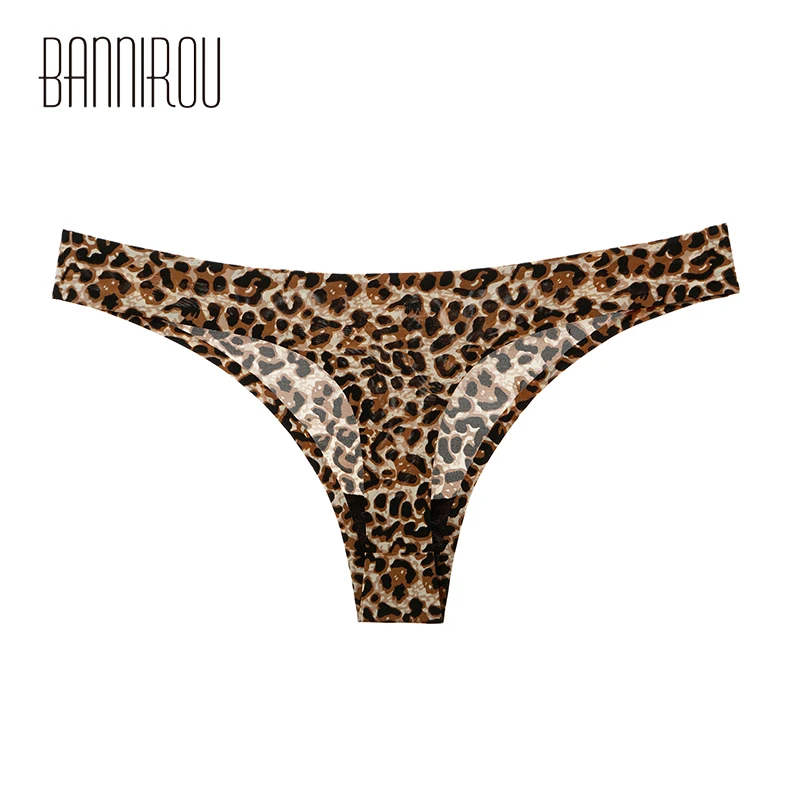 

1 Pcs Woman Underwear Panty Sexy Thong Leopard Female T-back Solid Soft G-string Seamless New Thong For Woman Underwear BANNIROU