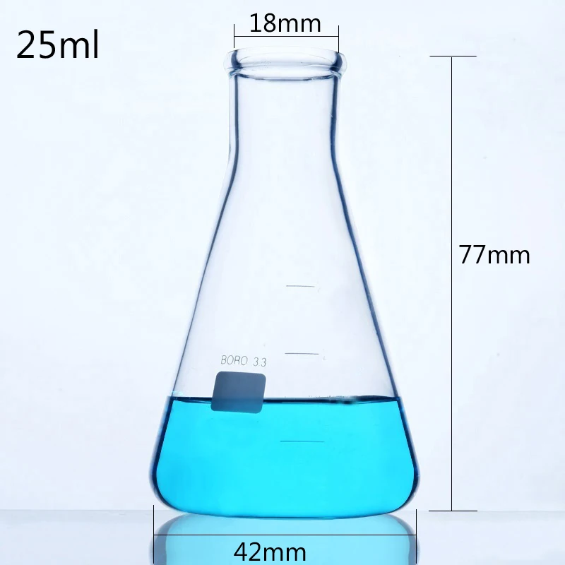 LINYEYUE 25 мл стеклянная коническая колба химия эрленмейер колба боросиликатное стекло высокая термостойкость лабораторное оборудование