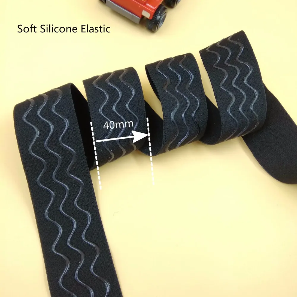 Эластичная лента 4 см черная/с тремя волнистыми линиями/нескользящая эластичная лямка силиконовая/для спортивных тренировок одежда защита на запястье наколенник
