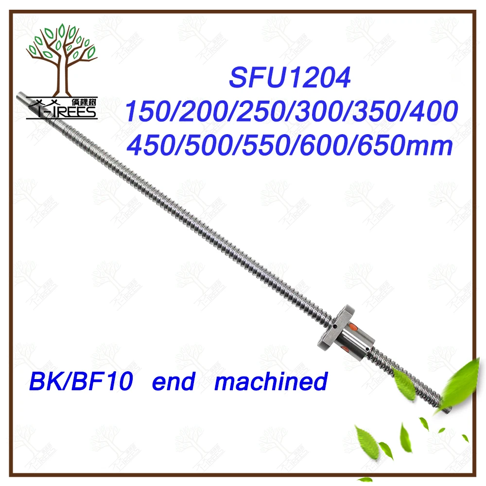 

SFU1204-150/200/250/300/350/400/450/500/550/600mm Ball Screw Rolled C7 ballscrew with flange single ball nut for BK/BF10 (12mm)