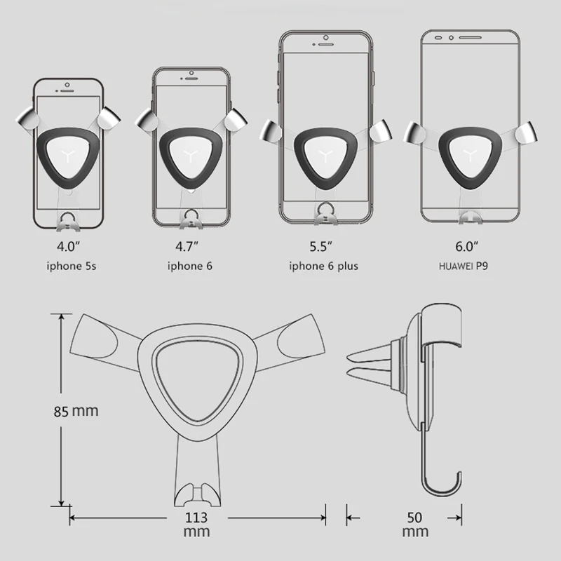 Гравитационный Автомобильный держатель для мобильного телефона, подставка, крепление на вентиляционное отверстие, держатель, Алмазный кристалл, универсальный, Регулируемый для iPhone XS, samsung