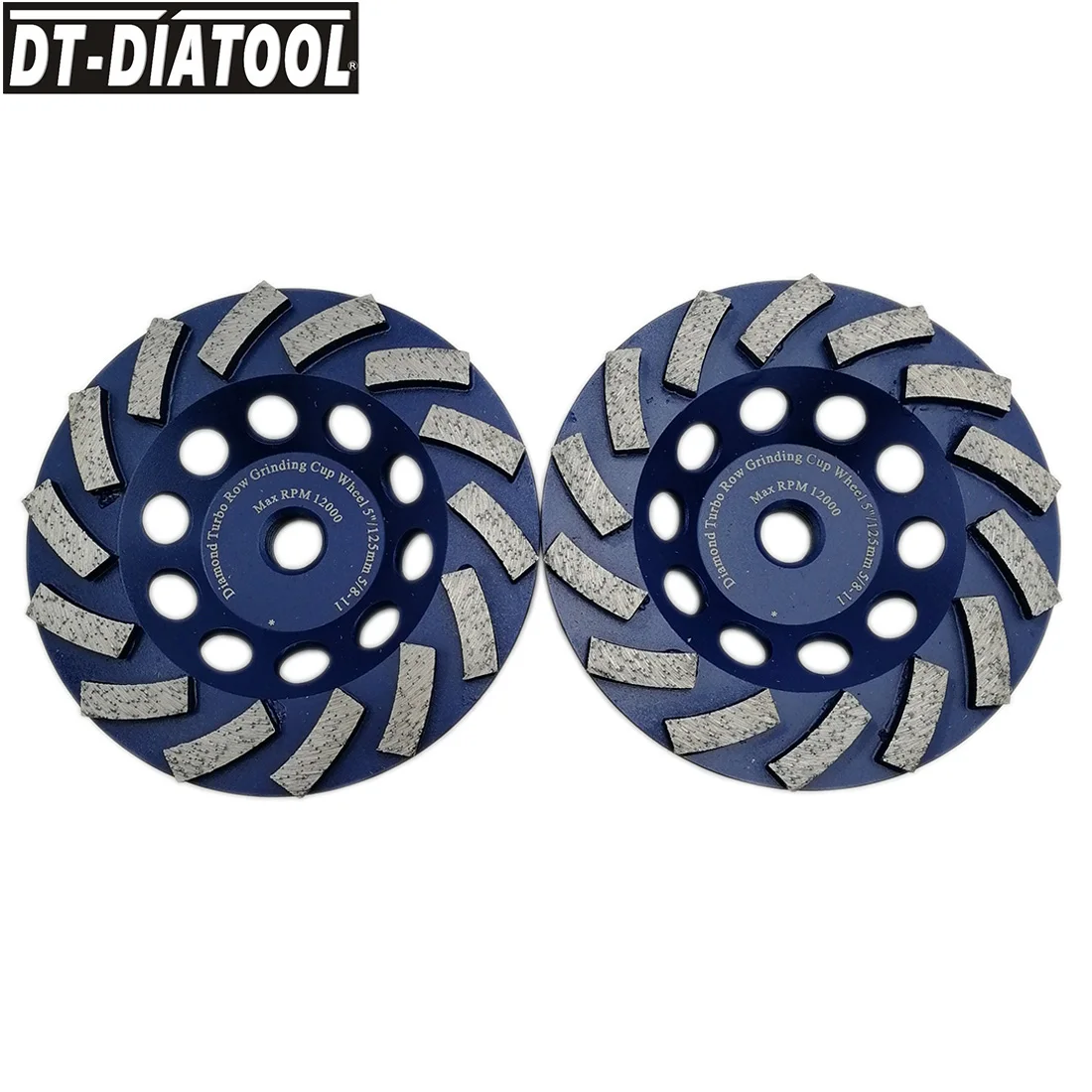 DT-DIATOOL 2pcs/pk 4"/4.5"/5"/7" Diamond Segmented Turbo Cup Grinding Wheel with M14 or 5/8-11 thread for Concrete hard Stone