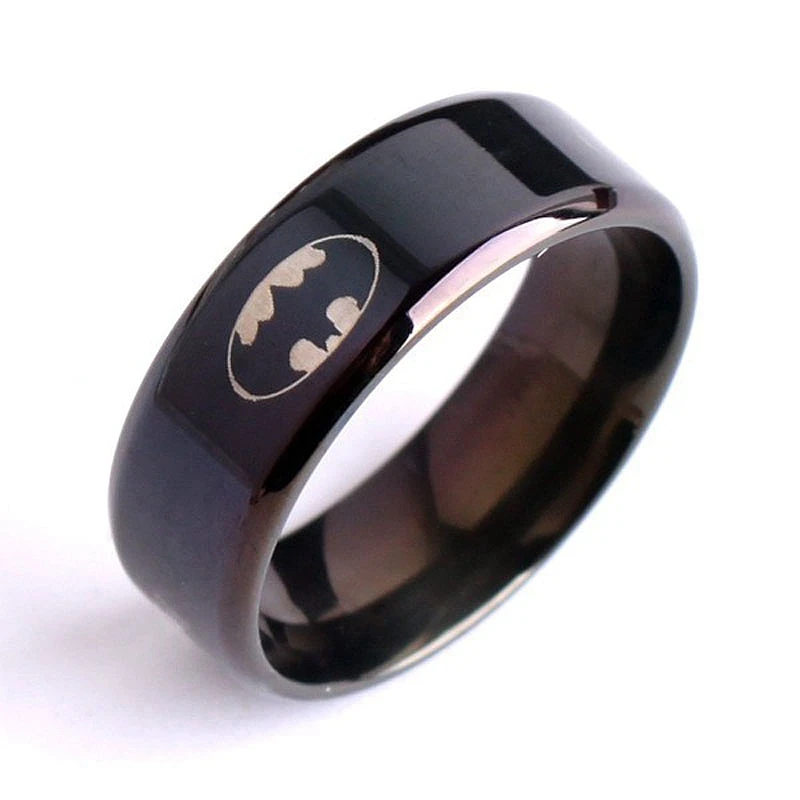 Мужское кольцо из нержавеющей стали с логотипом Бэтмена 8 мм г|ring usa|fashion jewelry