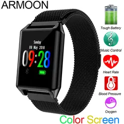 Цветной экран водонепроницаемые Смарт-часы AK11 браслет сердечного ритма кровяное давление фитнес контроль сна трекер Спорт Android IOS Band