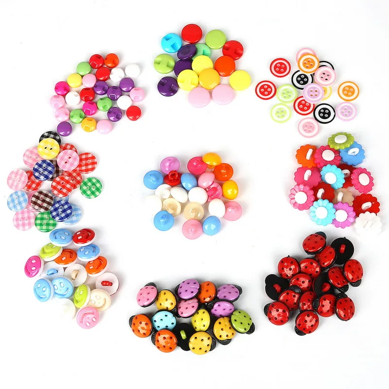 50 шт разные цвета в произвольном порядке милые пластиковые кнопки цветок смайлик DIY Швейные кнопки для одежды Скрапбукинг DIY ювелирные изделия
