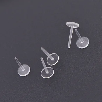 

Invisible Stud Earrings with 5.0mm Flat Circle Glue Pad Findings DIY Plastic Resin Clear Pin Stud Earrings Backs Post Component