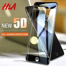 H& A 5D полное покрытие краев закаленное стекло для iPhone 7 8 6 Plus Защита экрана для iPhone 6 6s 7 Plus защитная пленка стекло