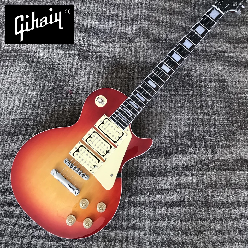 

NEW High quality hand-made electric guitar, cherry electric guitar with 3 pickups Chrome hardware, free shipping