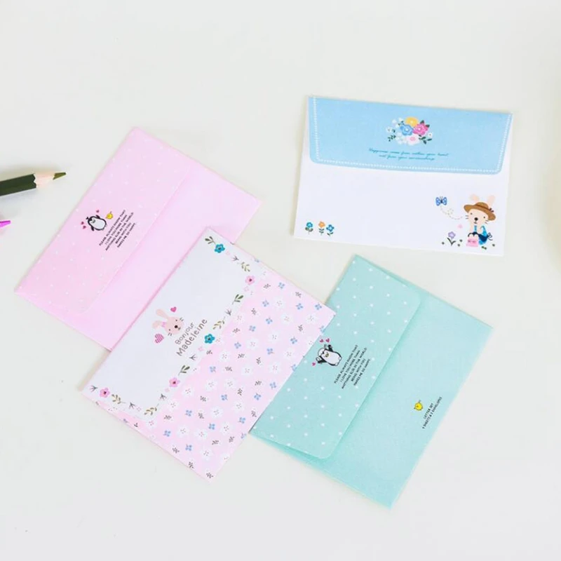 

1 Set=( 4 Sheet Letter Paper, 2 Pcs Envelopes) Mini Flower Animal Letter Pad Writing Paper Office&School Supplie Students