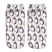 Harajuku 3D принт Единорог Лошадь носки Для женщин Kawaii ботильоны Licorne Chaussette Femme Calcetines Mujer милые Книги по искусству носки лето Meias